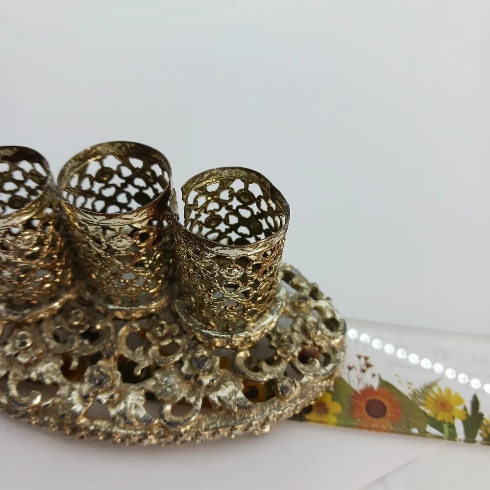 Antique Pen Lipstick or Make up Holder 3 Slots Mid Century Hollywood Regency